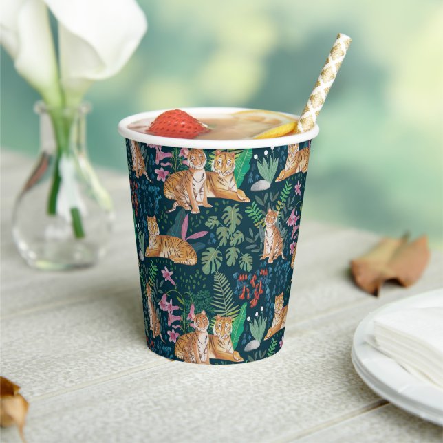 Vasos De Papel Selva silvestre Baby Shower Wild Cats Tigers (in situ)