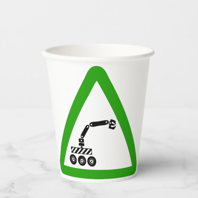 Vasos De Papel Señal de advertencia de cruce de robot (Anverso)