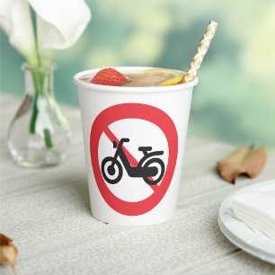 Vasos De Papel Señal de Tráfico Prohibido Motocicletas