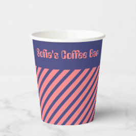 Vasos De Papel Sencilla modernidad Midnight Blue Light Coral Stri