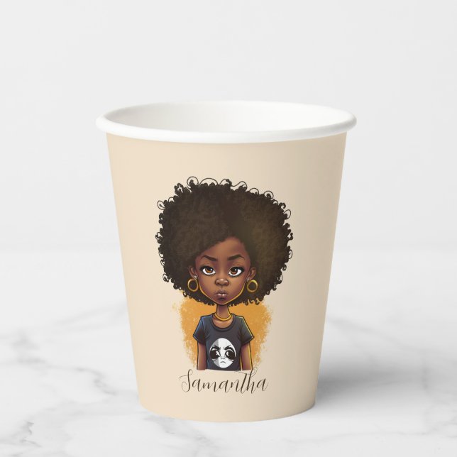 Vasos De Papel Sencilla mujer africana (Anverso)