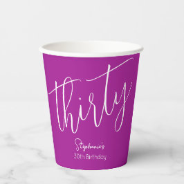 Vasos De Papel Sencillamente moderno guión rosa oscuro 30 cumplea