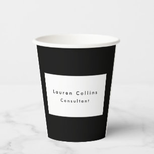 Vasos De Papel Sencillo borde negro blanco Minimalista moderno