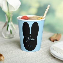 Vasos De Papel Sencillo conejo negro bienvenida para baby shower