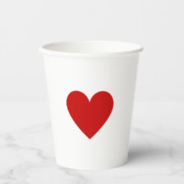 Vasos De Papel Sencillo Corazón Rojo Amor Minimalista San Valentí