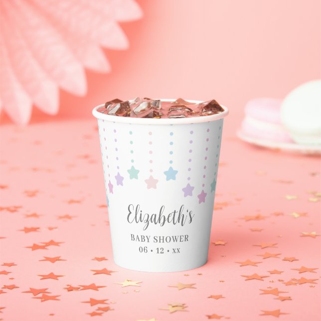Vasos De Papel Sencillo elegante Twinkle Little Stars Baby Shower (in situ)