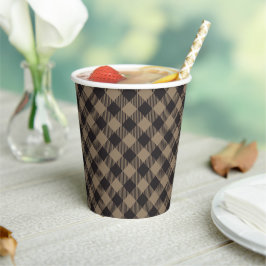 Vasos De Papel Sencillo negro rústico y Khaki búfalo revestido