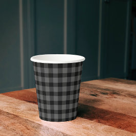 Vasos De Papel Sencillo Rústico De Patrón Gris Y Negro De Búfalo