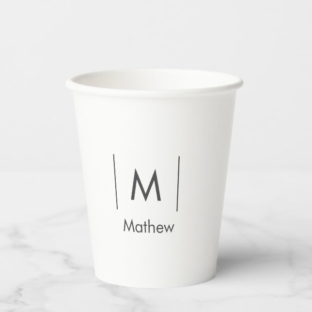 Vasos De Papel Sencillo y elegante nombre de las líneas de hombre (Anverso)