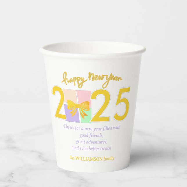 Vasos De Papel Sencillos Navidades elegantes Caja de regalo de Añ (Anverso)