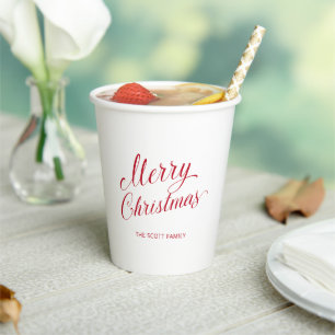 Vasos De Papel Sencillos Navidades modernos de escritura roja