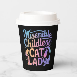 Vasos De Papel Señora de gatos sin hijos miserable
