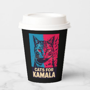 Vasos De Papel Señora de gatos sin hijos vota por Kamala Harris 2