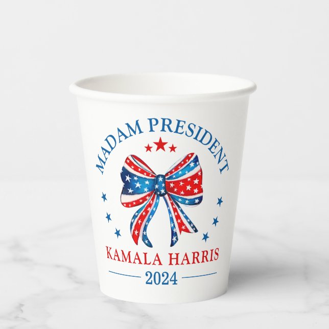 Vasos De Papel Señora Presidenta Kamala Harris (Anverso)