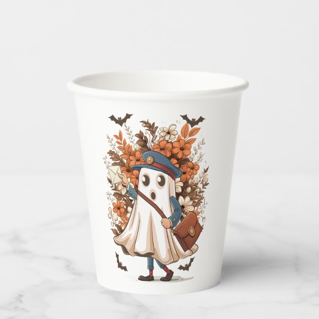 Vasos De Papel Servicio Postal Fantasma de Halloween (Anverso)