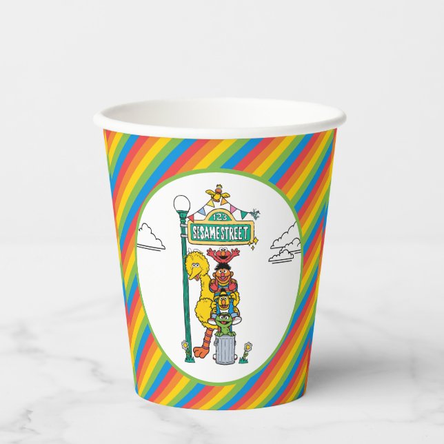 Vasos De Papel Sesame Street Characters & Street Sign Birthday Pa (Anverso)