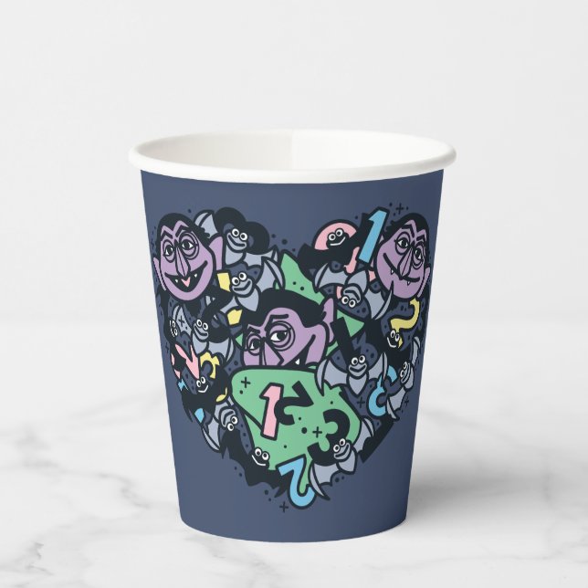 Vasos De Papel Sésamo | Conde von Count Doodle Heart (Izquierda)