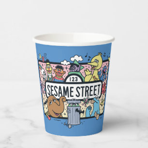 Vasos De Papel Sésamo Rótulo Sesame Pals Doodle