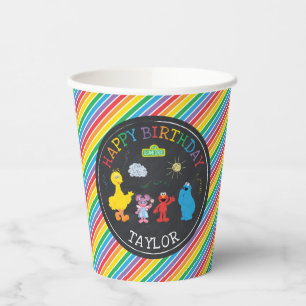 Vasos De Papel Sésamo Street Pals Chalkboard Rainbow Birday