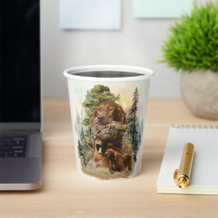 Vasos De Papel Setter Irlandés, caza de becadas, Arte