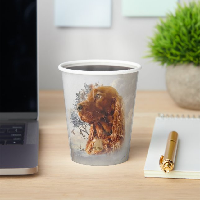 Vasos De Papel Setter irlandés con faisán (in situ)