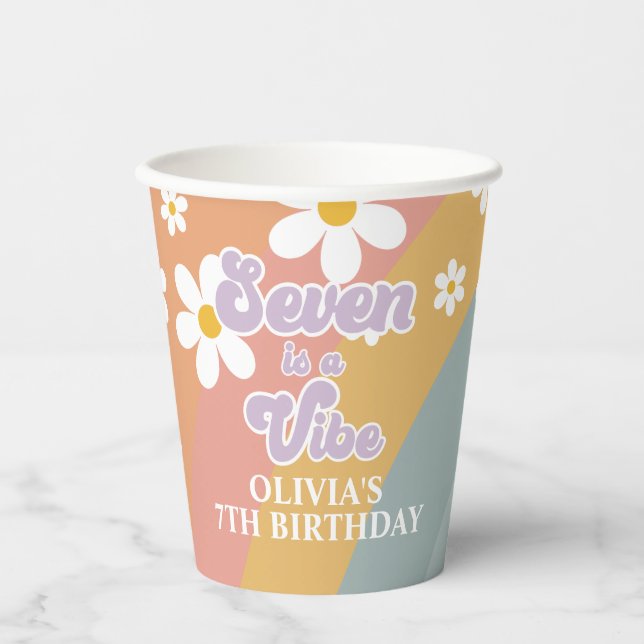 Vasos De Papel Seven es un Vibe Retro Rainbow Paper Cups (Anverso)