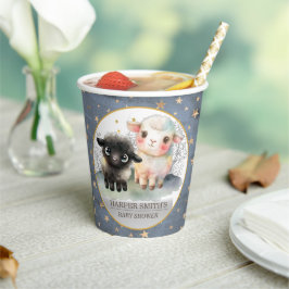 Vasos De Papel Sexo cordero Baby Shower neutro