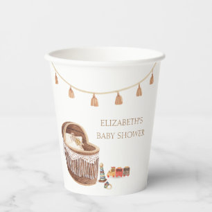Vasos De Papel Sexo Neutral Cute Boho Bassinet Baby Shower