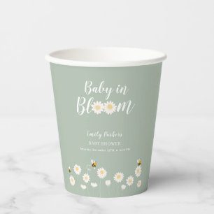 Vasos De Papel Sexo Neutral Daisy Floral Baby En La Ducha De Bloo