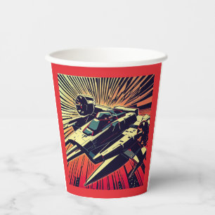 Vasos De Papel SF - Anime Starfighter Woodcut 1