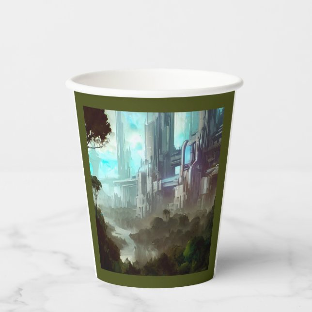 Vasos De Papel SF - Ciudad Sobre El Planeta Forestal 4 (Anverso)