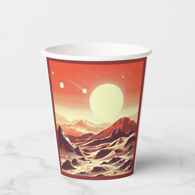 Vasos De Papel SF Mars Landscape Woodcut 2 (Anverso)