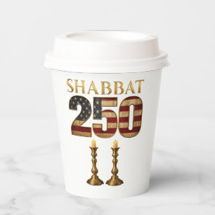 Vasos De Papel Shabbat 250 Vela   Patrimonio Judío Americano