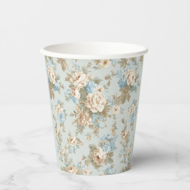 Vasos De Papel Shabby Chic florals (Anverso)