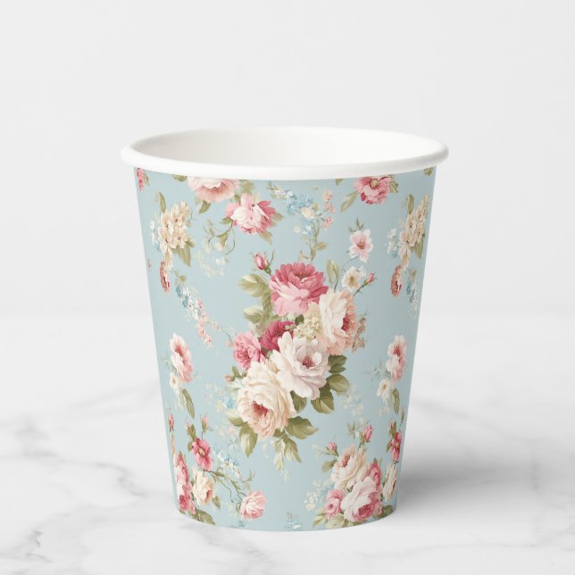 Vasos De Papel Shabby Chic florals (Anverso)