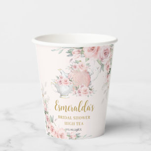Vasos De Papel Shabby Chic Rubor Floral High Tea Bridal Shower