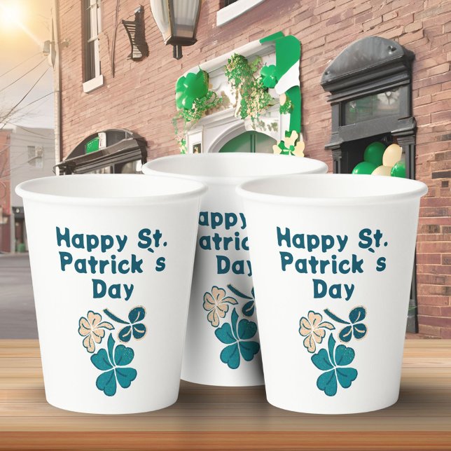 Vasos De Papel Shamrock Clover Irish Happy St. Patrick's Day (Subido por el creador)