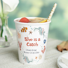 Vasos De Papel She Is a Catch I Nautical Bridal Shower