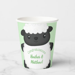 Vasos De Papel Sheep Baby Shower Green
