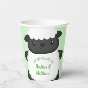 Vasos De Papel Sheep Baby Shower Green