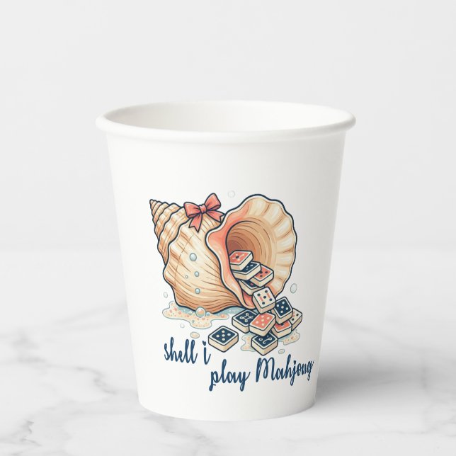 Vasos De Papel Shell I Play Mahjong Coastal (Anverso)