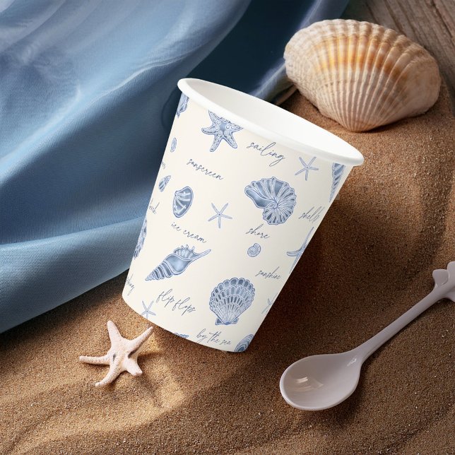 Vasos De Papel Shells Starfish Sun Fun Textos Blue ID918 (Subido por el creador)