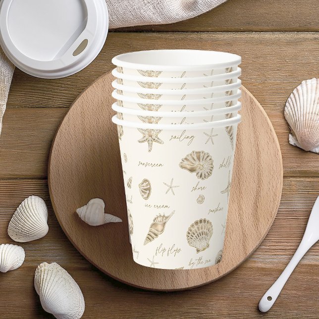 Vasos De Papel Shells Starfish Sun Fun Textos Sandstone ID918 (Subido por el creador)