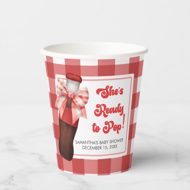 Vasos De Papel She's Ready to Pop Baby Shower  (Anverso)