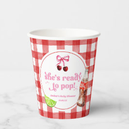Vasos De Papel She's Ready To Pop! Cherry Soda Pop Baby Shower