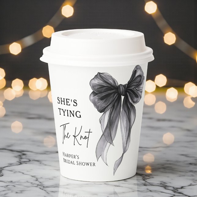 Vasos De Papel She's Tying The Knot Black Bow Bridal Shower (Subido por el creador)