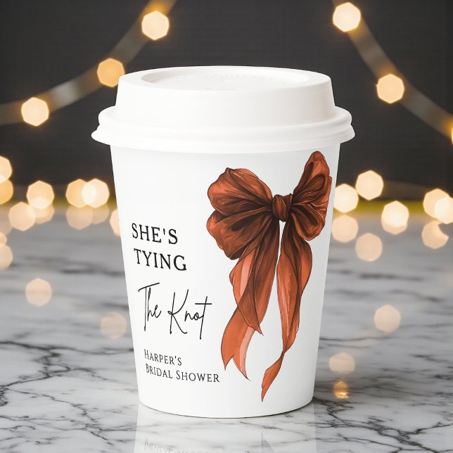 Vasos De Papel She's Tying The Knot Orange Bow Bridal Shower (Subido por el creador)