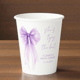 Vasos De Papel She's Tying The Knot Purple Bow Bridal Shower