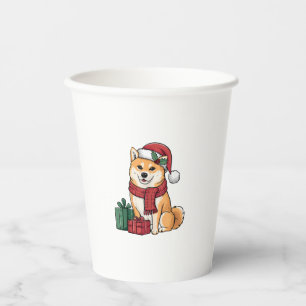 Vasos De Papel Shiba Inu Feliz Navidad de Perros de Navidad