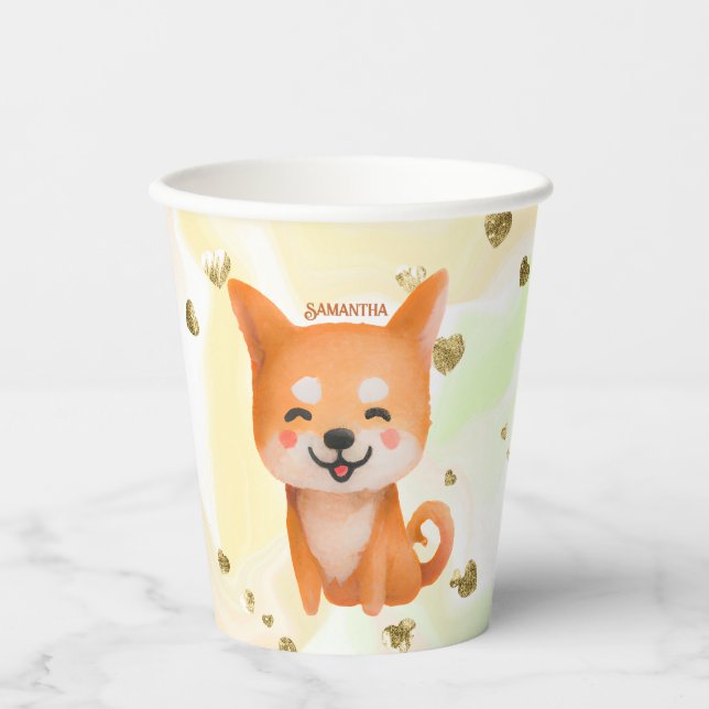 Vasos De Papel Shiba Inu sonriente (Anverso)